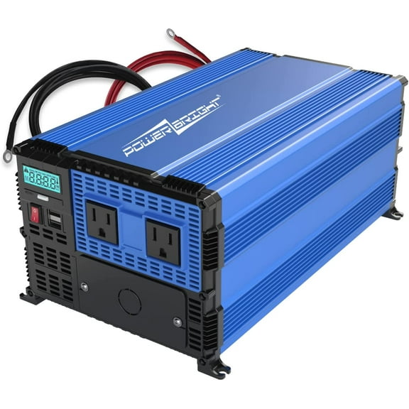 PowerBright 3000 Watts Power Inverter 12V to 110V, Modified Sine Wave Car Inverter, Dual 110 Volt AC Outlets, Hardwire Kit, DC to AC Converter with Installation Kit - ETL Approved Under UL STD 458