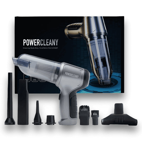PowerCleany 12000PA Strong Suction Cordless Handheld Vacuum, Rechargeable Wet Dry Portable Hand Vacuum for Car & Pet Hair