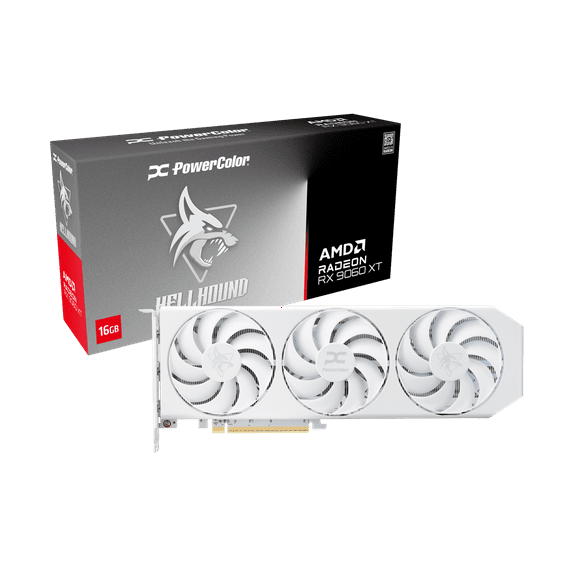 PowerColor Hellhound Spectral White Radeon RX 9060 XT 16GB GDDR6 PCI Express 5.0 x16 ATX Video Card RX9060XT 16G-L/OC/WHITE