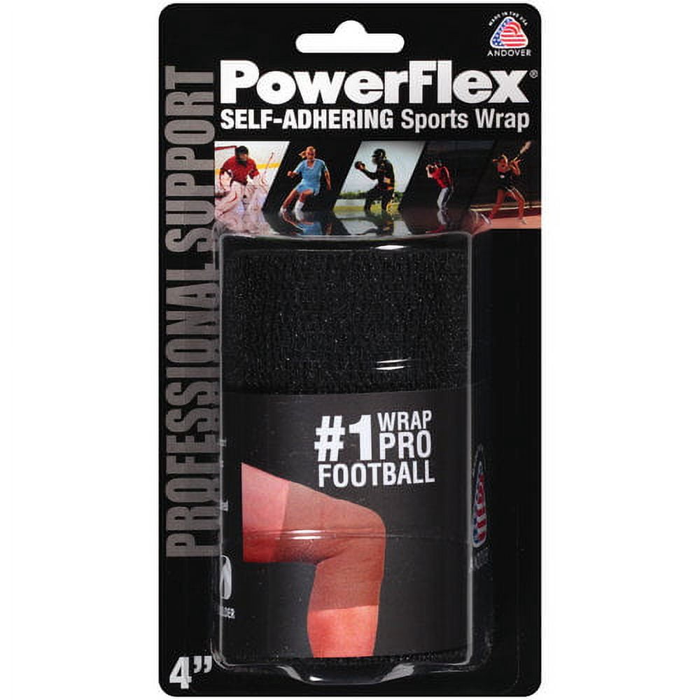 PowerFlex Self-Adhering Sports Wrap, Black, 4"