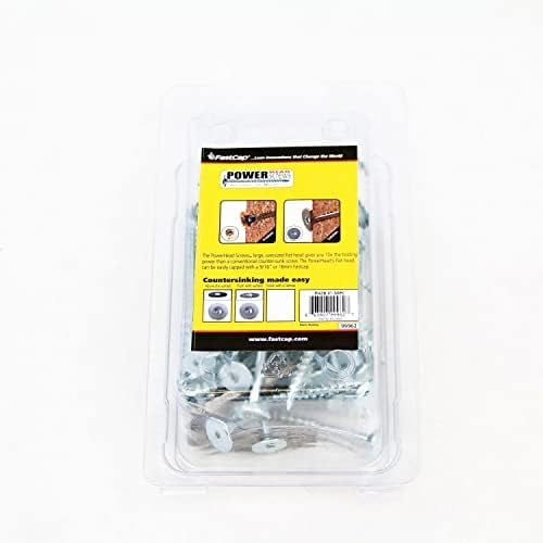 PowerHead Wood Screws with Flat Head - Self-Tapping Point - 3" Length, #2 Square Drive, Zinc Finish, 50-Pack - 99962