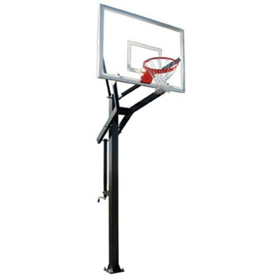 PowerHouse 560 Steel-Glass In Ground Adjustable Basketball System, Royal Blue