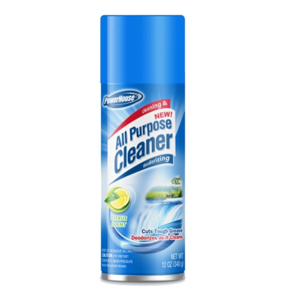 PowerHouse All Purpose Aerosol Cleaner. Cleans and Deodorizes. Useful for Home and Outdoors. Citrus Scent. 12 Oz