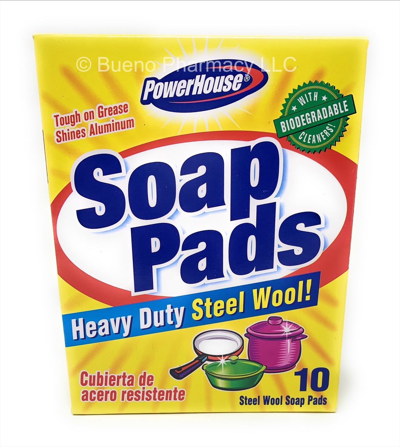PowerHouse Soap Pads Heavy Duty Steel Wool (10 Pads)