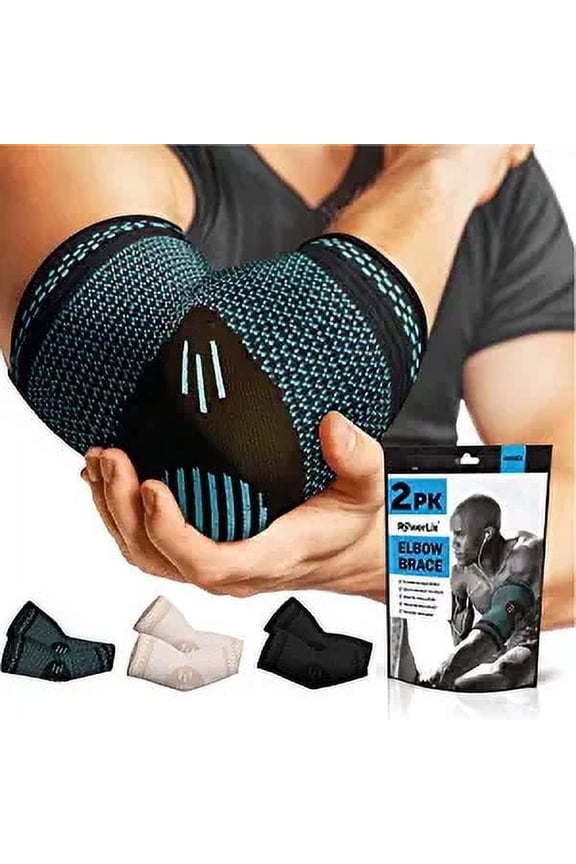 Elbow Brace Compression Sleeve for Elbow Support, Tendonitis, Tennis/Golfers Elbow Treatment, Reduces Elbow Pain, Soft and Sweat Proof Design, Blue-XL (Pair)