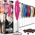 thumbnail image 1 of PowerLix Electric Milk Frother Handheld with Stainless Steel Stand, Battery-Operated Electric Whisk Coffee Frother, Whisk Foam Maker for Latte, Cappuccino, Hot Chocolate, Hearts, 1 of 7