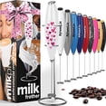 thumbnail image 1 of Powerlix Electric Milk Frother Handheld with Stainless Steel Stand, Battery Operated Whisk Foam Maker for Coffee, Latte & Matcha, Hearts, 1 Pack, 1 of 8