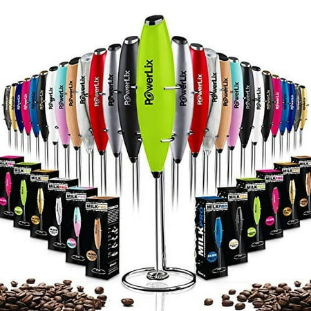 PowerLix Handheld Electric Milk Frother, Battery-Operated Electric Whisk Foam Maker for Coffee, Latte, Cappuccino, Hot Chocolate, and Frothy Delights, without a Stand, Green