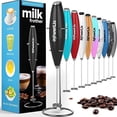 thumbnail image 1 of PowerLix Handheld Electric Milk Frother with Stainless Steel Stand, Battery-Operated Electric Whisk Foam Maker for Coffee, Latte, Cappuccino, Hot Chocolate and Frothy Delights, Black, 1 of 6
