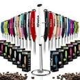 thumbnail image 1 of PowerLix Handheld Electric Milk Frother with Stainless Steel Stand, Battery-Operated Electric Whisk Foam Maker for Coffee, Latte, Cappuccino, Hot Chocolate and Frothy Delights, Snow White, 1 of 9