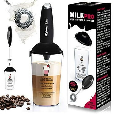 Powerlix Handheld Electric Milk Frother with Stainless Steel Double Whisk, Battery-Operated for Father's Day Gifts