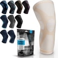 thumbnail image 1 of Powerlix Knee Compression Sleeve, 3D Knit Fabric with Anti-Slip Grip for Sports & Fitness, Beige, S, 1 of 9