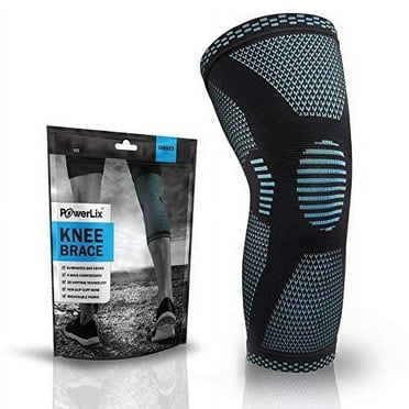 PowerLix Knee Brace and Support, 4-Way Knee Compression Sleeve for Men & Women, Pain Relief & Support Knee Sleeve for Sports & Fitness with Anti Slip & 3D Knitting, Blue, M