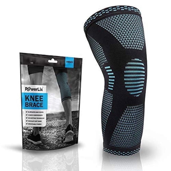 POWERLIX Knee Compression Sleeve - Best Knee Brace for Men & Women - Knee Support for Running, Basketball, Weightlifting, Gym, Workout, Sports - PLEASE CHECK SIZING CHART