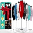 thumbnail image 1 of PowerLix Milk Frother Handheld Battery Operated Electric Whisk Foam Maker For Coffee, Latte, Cappuccino, Hot Chocolate, Durable Mini Drink Mixer With Stainless Steel No Stand (Red), 1 of 9