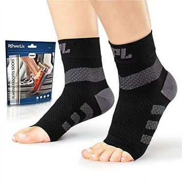 Powerlix Plantar Fasciitis Socks with Ankle Support Brace for Women & Men Color: Black L Size: L for Father's Day Gifts