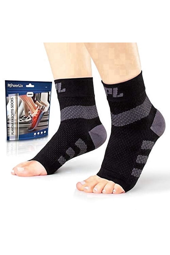 Plantar Fasciitis Socks with Ankle Support for Swelling & Foot Pain Relief, Small, Black