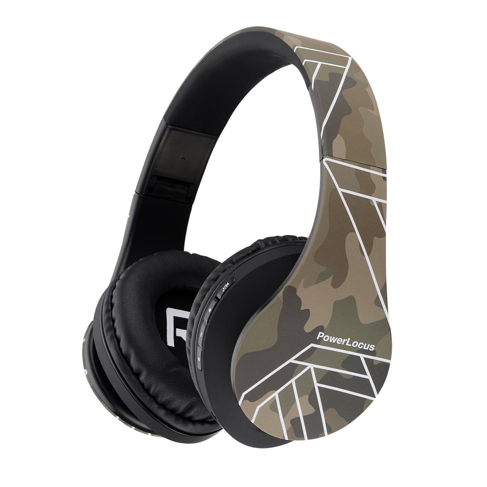 PowerLocus Bluetooth Headphones Over Ear Wireless Headphones Foldable Micro SD FM Radio Microphone Wireless and Wired Headset for Cell Phones Tablets Laptops PC TV Walmart