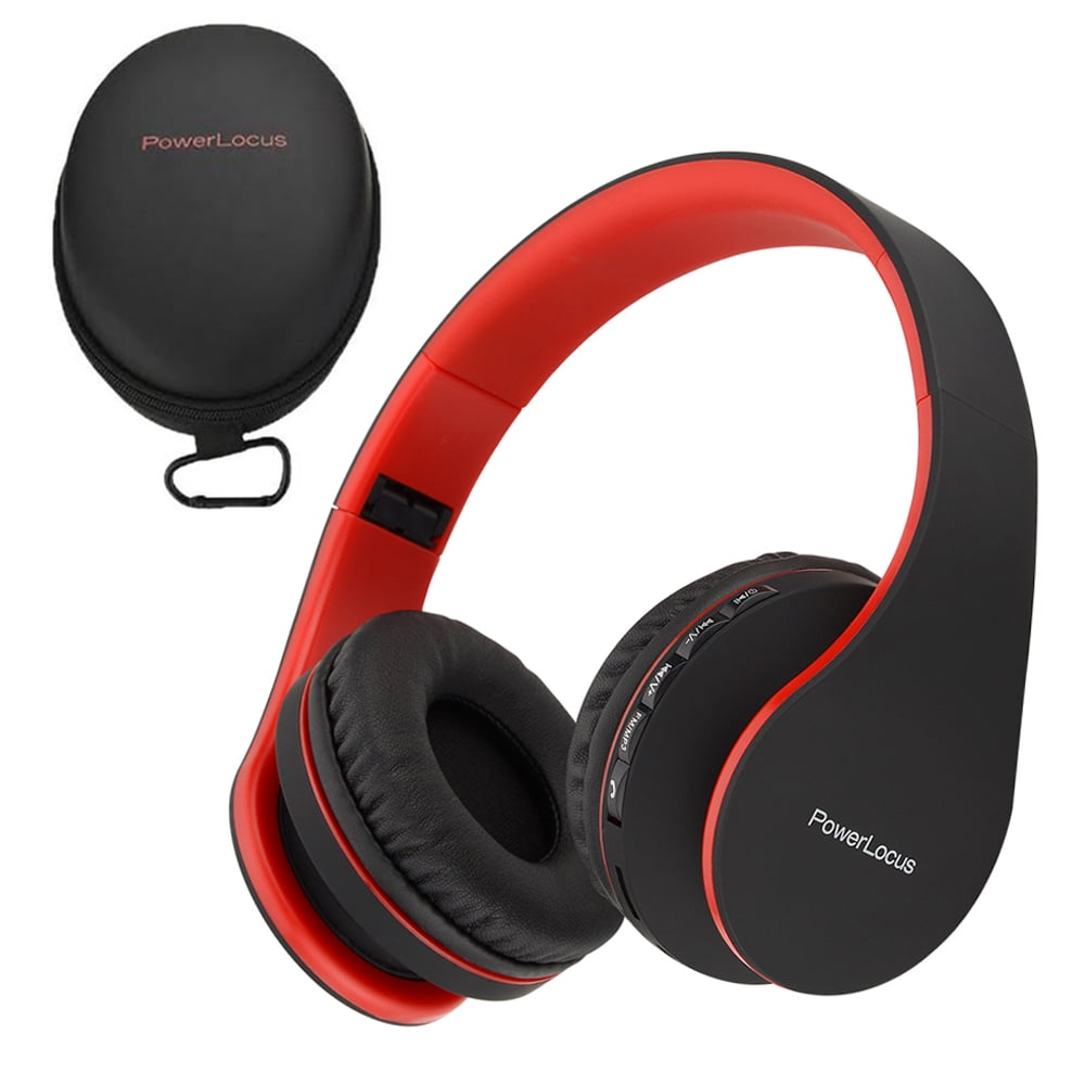 PowerLocus P1 Bluetooth Headphones Over Ear Wireless Headphones Foldable Micro SD FM Radio Microphone Wireless and Wired Headset for Cell Phones Tablets Laptops PC TV Walmart
