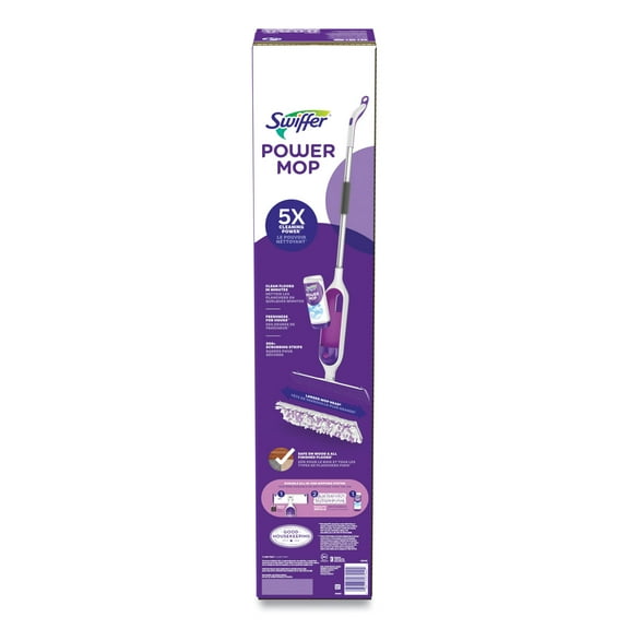 PowerMop Starter Kit, 15.4 x 5.3 White/Purple Cloth Head, 26" Silver Aluminum Handle | Bundle of 5 Cartons