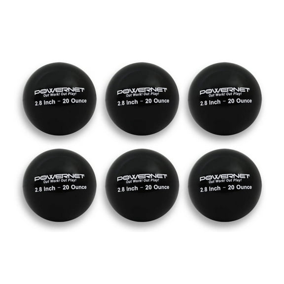 PowerNet 2.8" Weighted Hitting and Batting Training Ball (6 pack) 20 Oz - Black