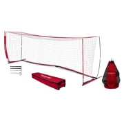 PowerNet 24x8 Ft Soccer Goal Portable Bow Style Net and Large Ball Carry Bag Bundle | Quick Setup Ultra Portable | Full Size Framed Soccer Goal | Perfect for Teams and Coaches