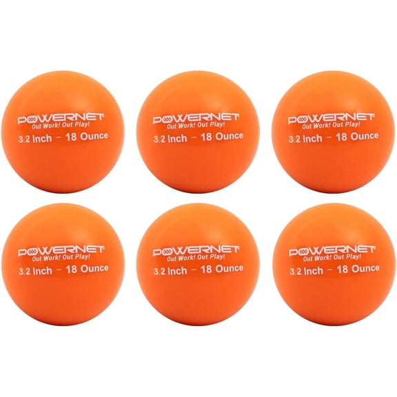 PowerNet 3.2" 6 Pack Weighted Training Balls for Hitting Batting, Build Strength & Muscle, Improve Technique, Training Equipment for Throwing, Softball Size (18 oz - Orange )
