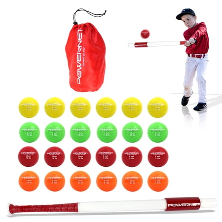 PowerNet 31" Sweet Spot Training Bat and 2" Progressive Micro Ball 24 Pk Bundle for Baseball Softball