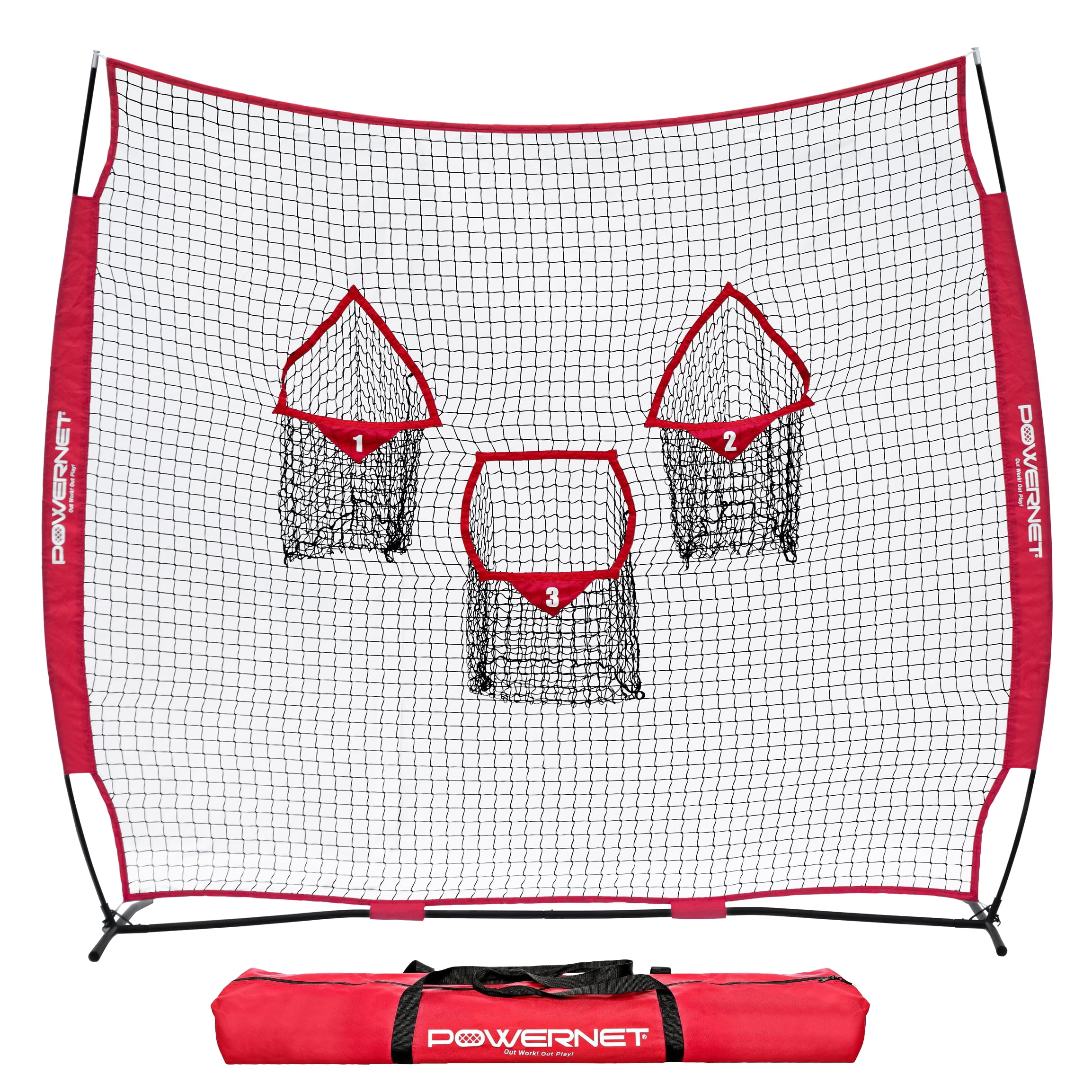 PowerNet 8x8 Ft Football 3 Pocket Net | Improve Throwing Passing Accuracy |  Durable Training Equipment for Everyday Quarterback Use