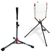 PowerNet Baseball Softball Deluxe 2.5 lbs Batting Tee + Bucket Caddy Lifter Bundle | Use During Training and Drills | Adjustable Height Tee 27.5 - 44 | Lifter Holds 2-6 Gallon Buckets
