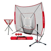 PowerNet Baseball Softball Practice Net 7x7 with Baseball Accessories for Practice Pitching & Batting, Ball Caddy, Weighted Baseballs, Tee (Ultimate Training Kit)