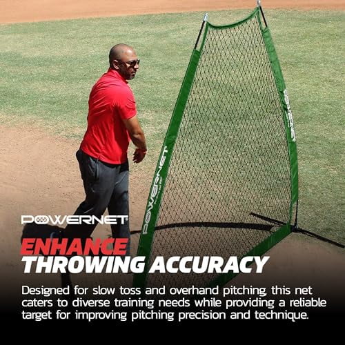 PowerNet Baseball Training Equipment Baseball Net, Portable Softball Baseball Batting Practice Pitching Screen, 7-FT I-Frame or A-Frame Pitching Net