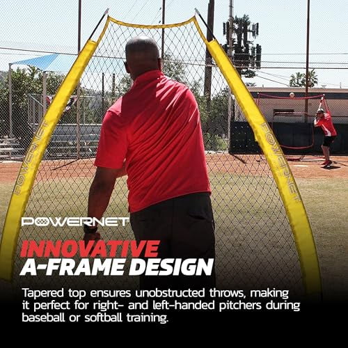 PowerNet Baseball Training Equipment Baseball Net, Portable Softball Baseball Batting Practice Pitching Screen, 7-FT I-Frame or A-Frame Pitching Net
