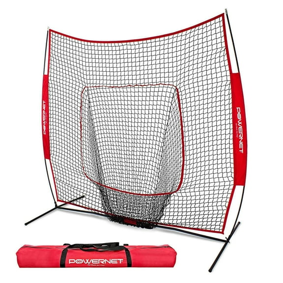 PowerNet Baseball and Softball Practice Net 7 x 7 with Bow Frame  Carry Bag by Jupiter Gear