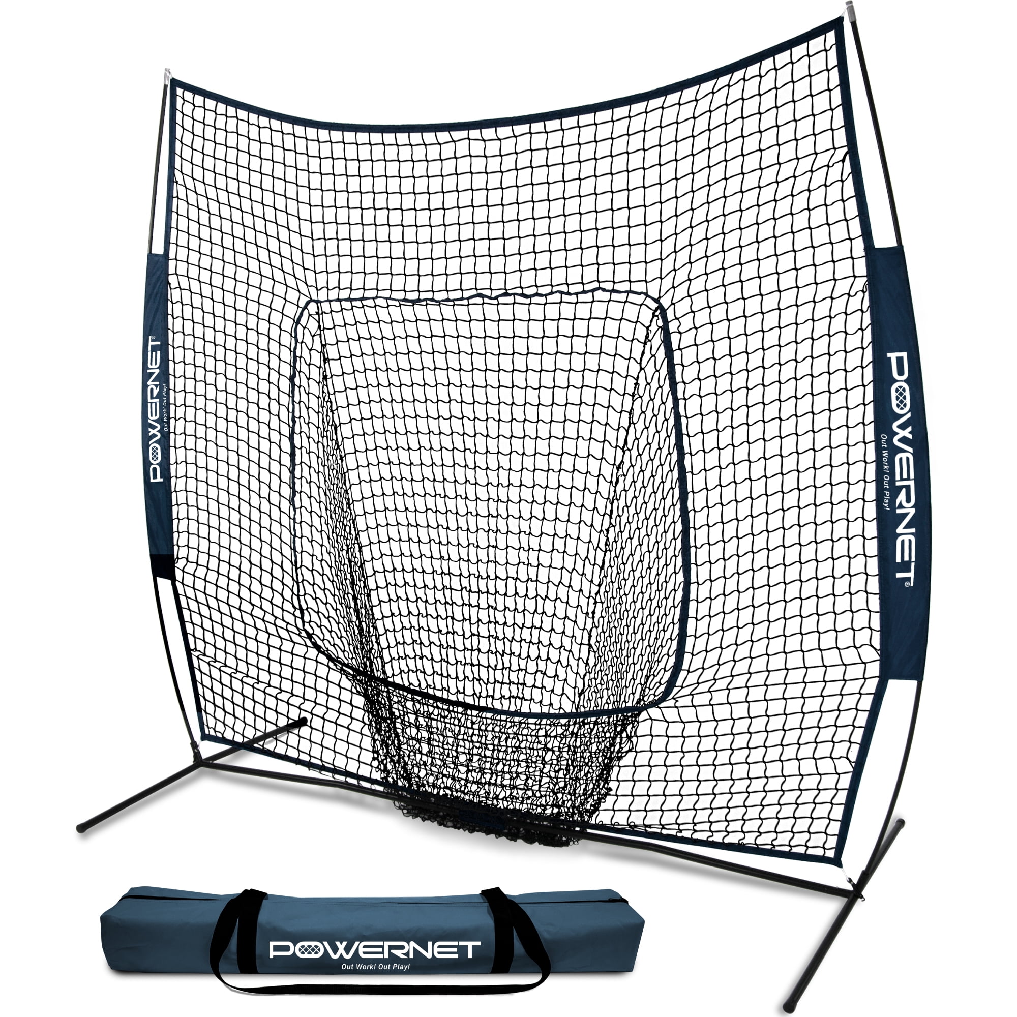 PowerNet Baseball and Softball Practice Net 7 x 7 with Bow Frame & Carry Bag