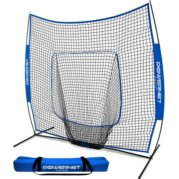 PowerNet Baseball and Softball Practice Net 7 x 7 with Bow Frame & Carry Bag