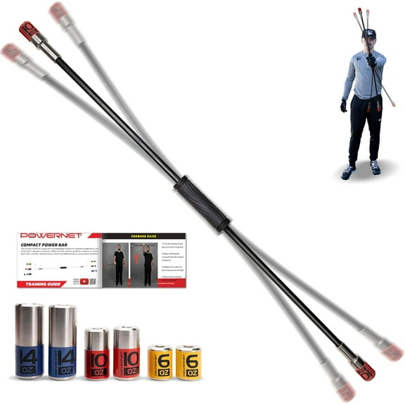 PowerNet Compact Power Bar, Weighted Tube with Interchangeable Weights, Strength Training Shoulder Rehabilitation Aid