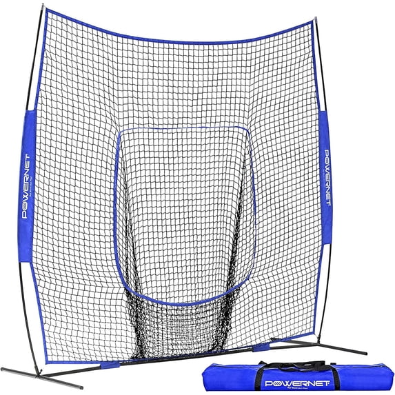 PowerNet Corbin Carroll 8x8 Practice Net, Huge Baseball Softball Hitting Pitching Net, Great for Teams, Hitting Pitching Batting Fielding Portable Backstop, Non-Tip Weighted Base