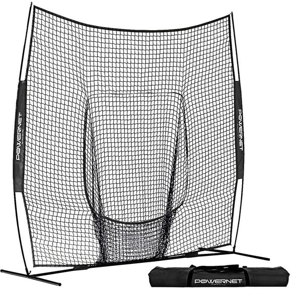 PowerNet Corbin Carroll 8x8 Practice Net, Huge Baseball Softball Hitting Pitching Net, Great for Teams, Hitting Pitching Batting Fielding Portable Backstop, Non-Tip Weighted Base