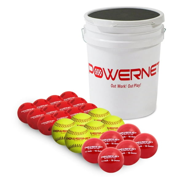 PowerNet Crusher Training Balls, Practice Balls & Weighted Balls, Softball Hitting Trainer for Improved Speed, Power & Coordination, Batting Practice Softballs 24PK