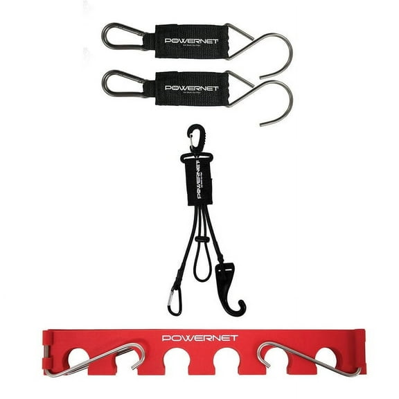 PowerNet Dugout Bundle, Includes Softball & Baseball Bat Fence Rack, Multi-Clip Gear Hanger & Two Fence Hooks, Dugout Organizer Holds 12 Baseball Bats, Fence Hook for Baseball Accessories & Gear