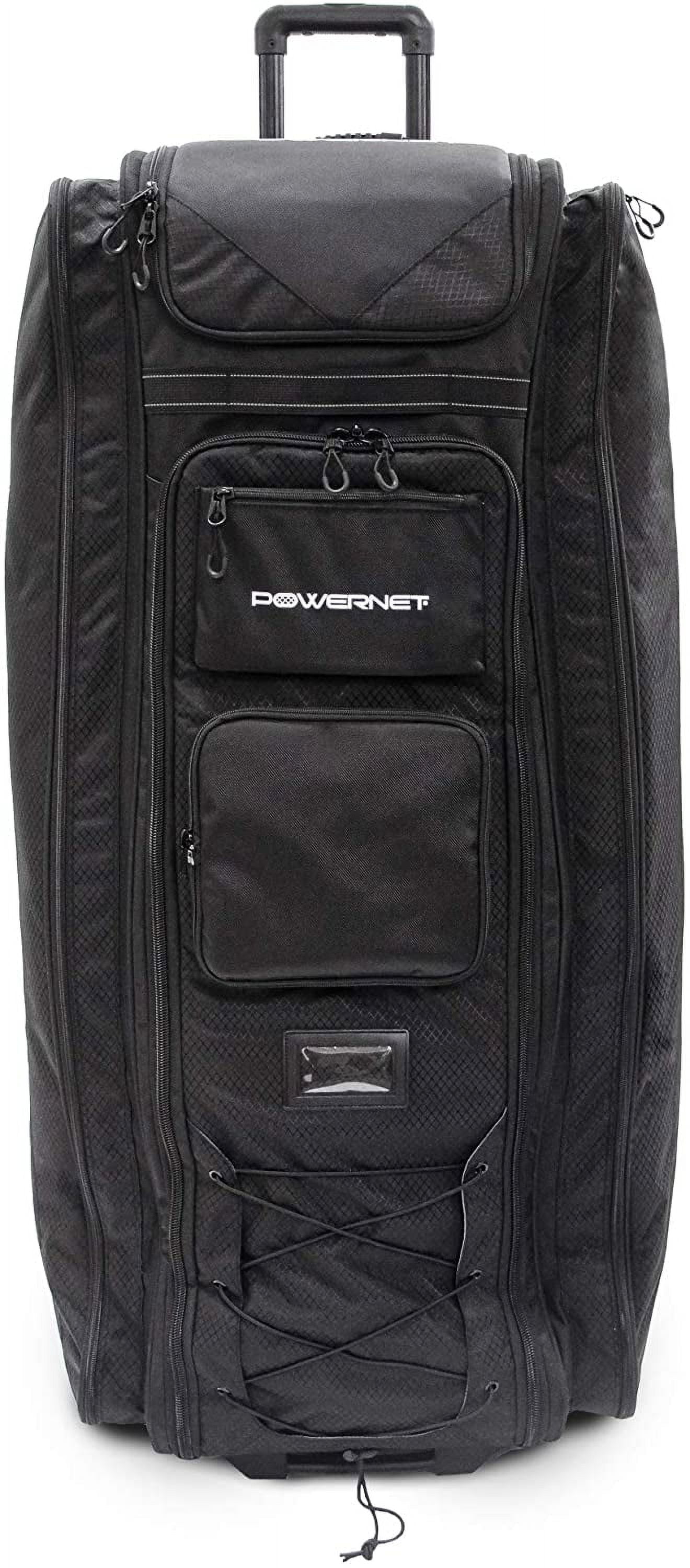 PowerNet All Gear Transporter Baseball Travel Bag, Rolling Duffle Bag with Wheels & Handle for Baseball Accessories, Catchers Gear & Bats, Main Pocket Fits Four 7x7 Nets
