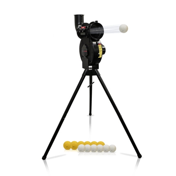 PowerNet Launch F-lite Baseball & Softball Pitching Machine, Adjustable Height and Angles, Variable Speed Up to 90 MPH, Batting Practice Ball Launcher (F-lite)