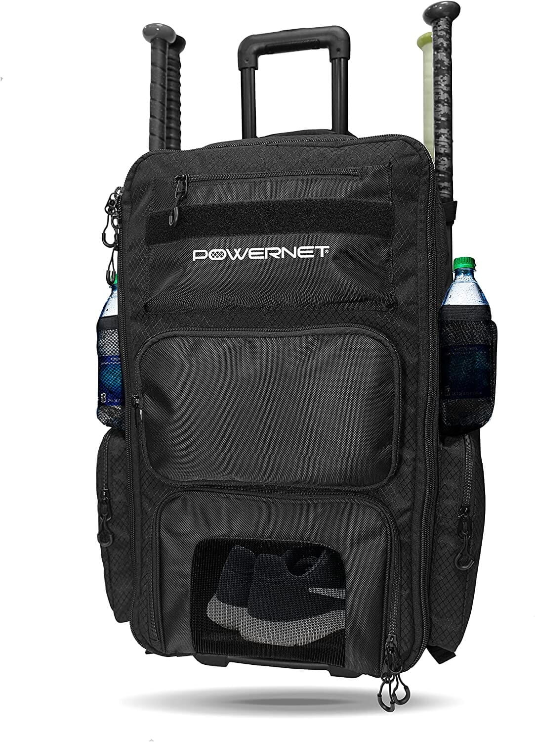 PowerNet Odyssey Softball Baseball Bag, Rolling Backpack for Baseball Gear, Baseball Bat Bag with 4 Bat Sleeves, Cleat Compartment & Hanging Hooks
