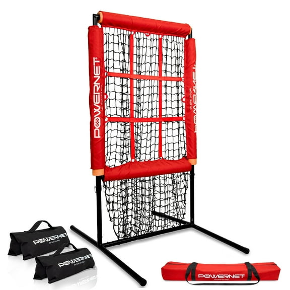 PowerNet Pitching Zone Pro Custom Strike Zone Softball Baseball Net, Portable Pitching Net with Strike Zone, Net, Sandbags & Carry Bag (Custom Zones)