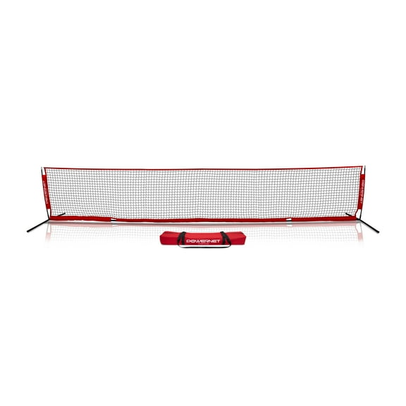 PowerNet Portable Soccer Tennis Net & Pickleball Net, Durable Weighted Metal Base, Quick Setup in Driveway, Backyard, & Beach, Kids Training Indoor Outdoor,  with Carry Bag (18 FT)