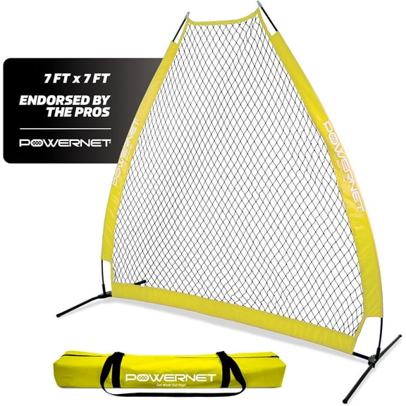 PowerNet Portable Softball & Baseball Batting Practice Pitching Screen, 7-FT I-Frame or A-Frame Pitching Net