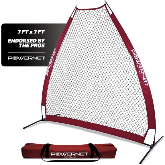PowerNet Portable Softball & Baseball Batting Practice Pitching Screen, 7-FT I-Frame or A-Frame Pitching Net