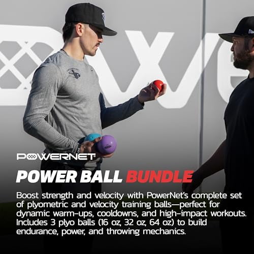 PowerNet Power Plyometric Training and Velocity Weighted Ball Bundle, Softball & Baseball Training Equipment to Increase Velocity & Strength, Sand-Filled Mixed Size and Weighted Ba