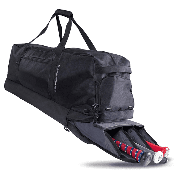 PowerNet Pro Bat Duffle, Softball Baseball Duffle Bag with Removable Bat Rack, Padded Bat Compartment Fits 34 Inch Bats, Baseball Gear Bag, Hook Baseball Bat Bag to Fence